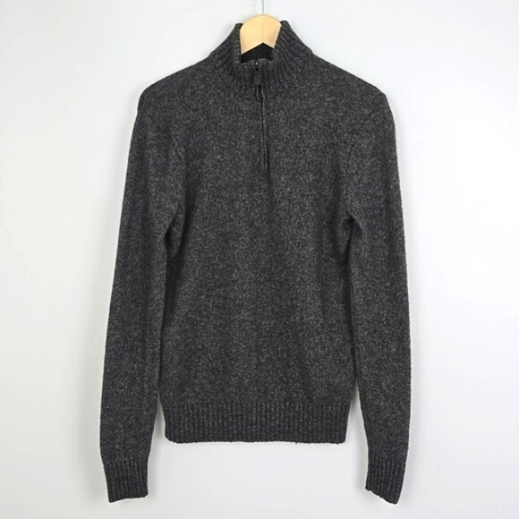 Black Brown 1826 Men's Grey Lambswool Blend 1/4 Zip Pullover Sweater Size Small - Picture 2 of 14